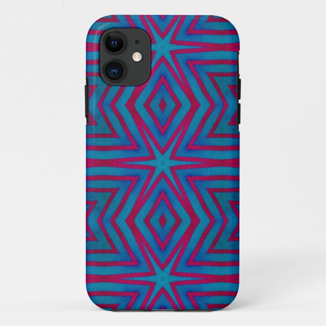 Capa Para iPhone 11 Estrela Vermelha e Azul Geométrico (Verso)