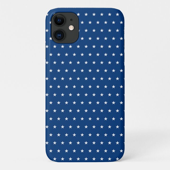 Capa Para iPhone 11 estrelas brancas em azul marinho (Verso)