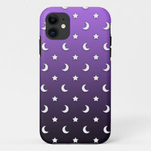 Capa Para iPhone 11 Estrelas e Luas Minúsculas em Roxo