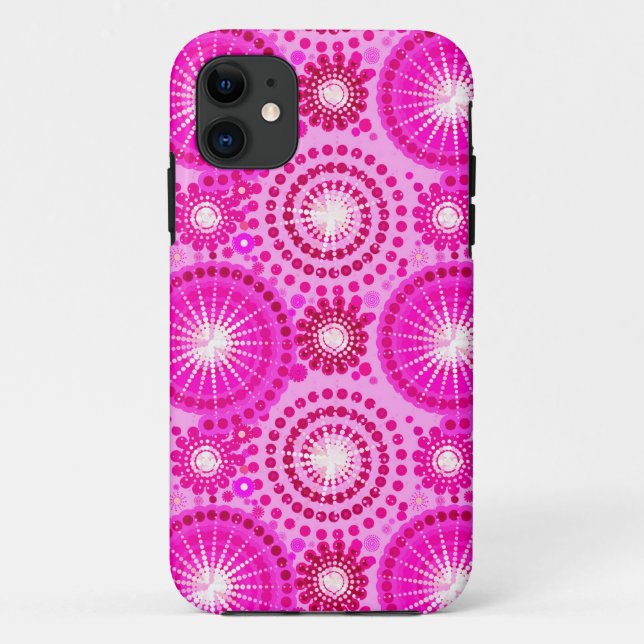 Capa Para iPhone 11 Estrelas e pinhões, orquídeas e magenta (Verso)