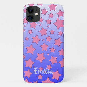 Capa Para iPhone 11 Estrelas roxas e cor-de-rosa