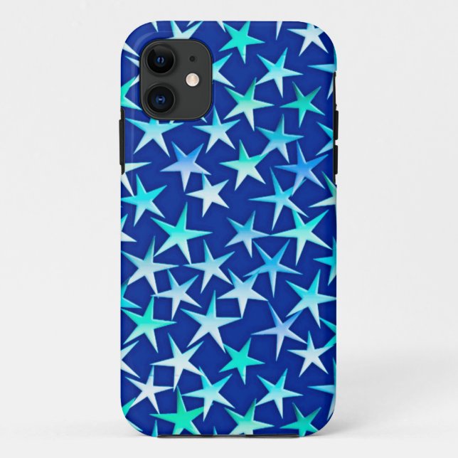 Capa Para iPhone 11 Estrelas satíricas, azul pálido sobre cobalto (Verso)