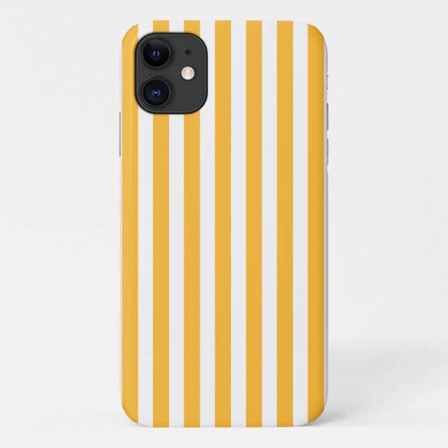 Capa Para iPhone 11 Estrias de doces, amarelas e brancas, ensolaradas (Verso)