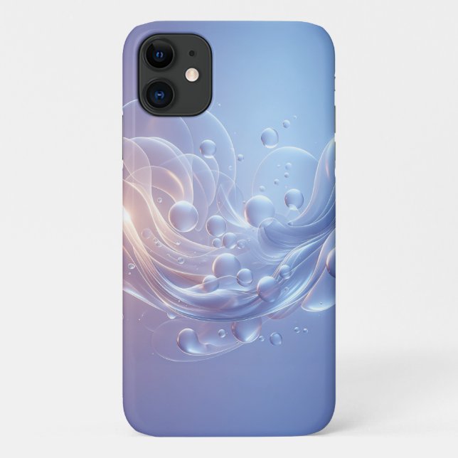 Capa Para iPhone 11 Ethereal Luminous Bubbles & Fluid Waves - Modern A (Verso)