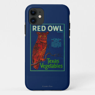 Capa Para iPhone 11 Etiqueta vegetal da coruja vermelha