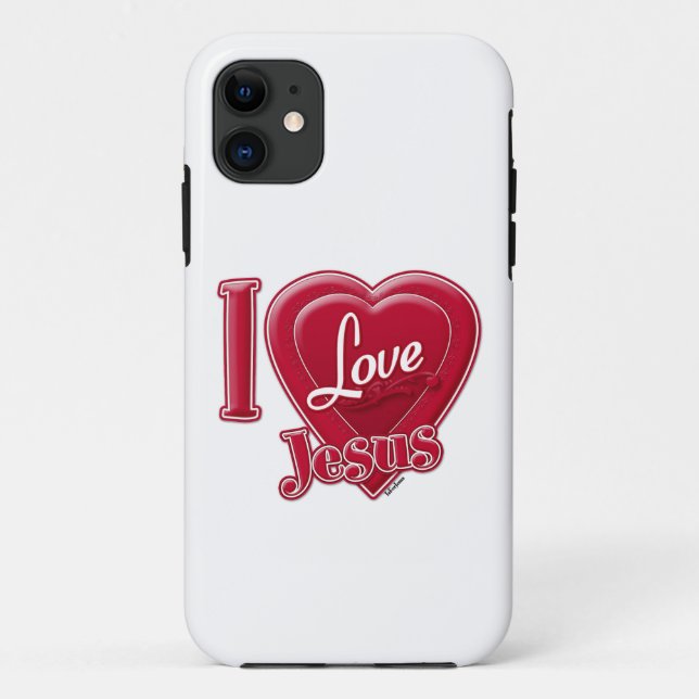 Capa Para iPhone 11 Eu Amo Jesus Coração Vermelho (Verso)