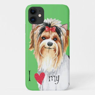 Capa Para iPhone 11 Eu amo meu Biewer Terrier