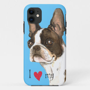 Capa Para iPhone 11 Eu amo meu Boston Terrier
