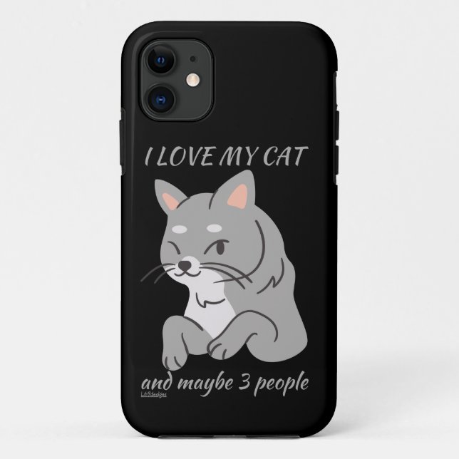 Capa Para iPhone 11 EU AMO MEU GATO E TALVEZ 3 PESSOAS, gatinho engraç (Verso)