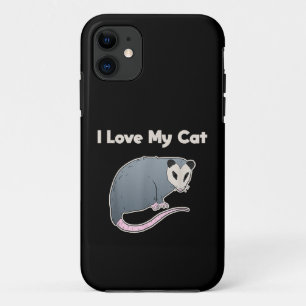 Capa Para iPhone 11 Eu Amo Meu Gato Possum Divertido