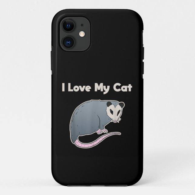 Capa Para iPhone 11 Eu Amo Meu Gato Possum Divertido (Verso)