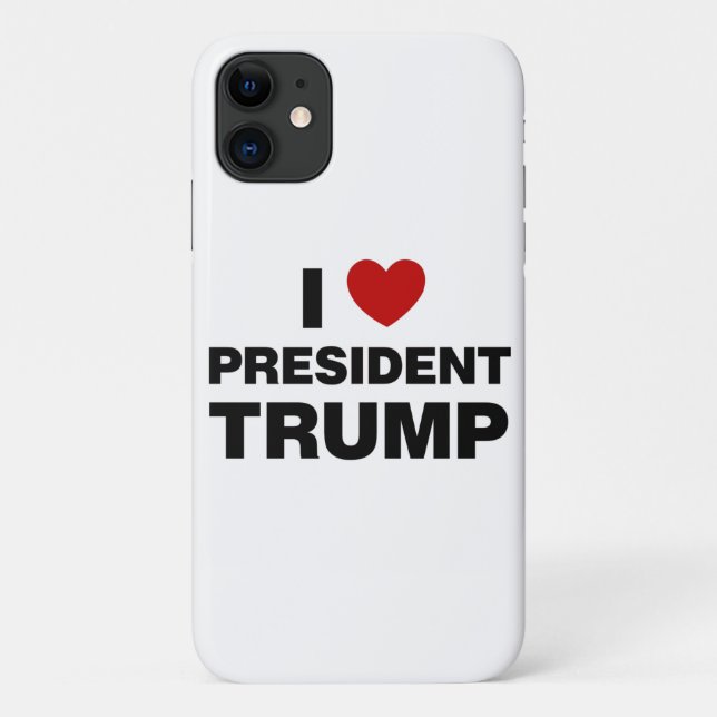 Capa Para iPhone 11 Eu Amo o Presidente Trump Heart (Verso)