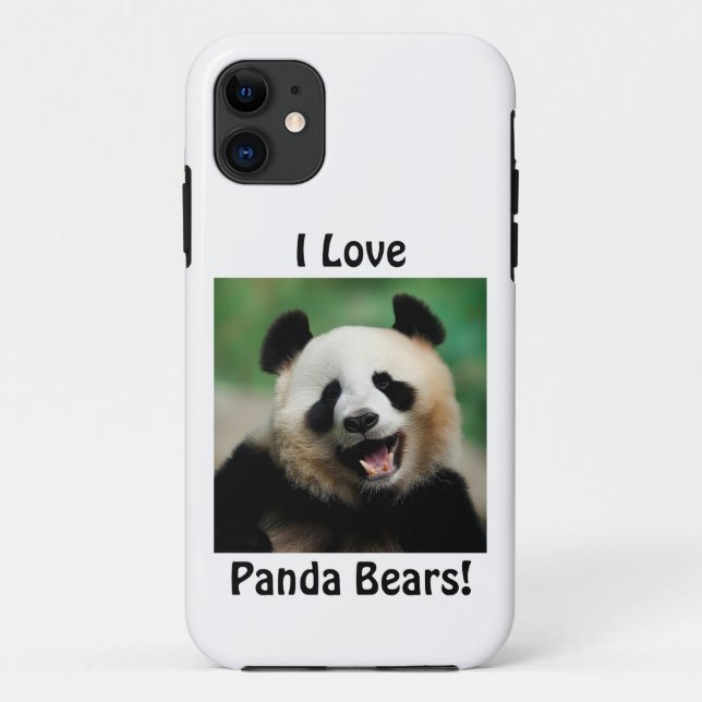 Capa Para iPhone 11 Eu Amo Ursos Panda (Verso)
