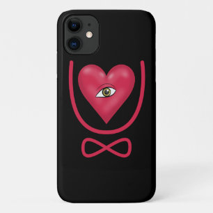 Capa Para iPhone 11 Eu amo você para sempre Olho coração U eternidade