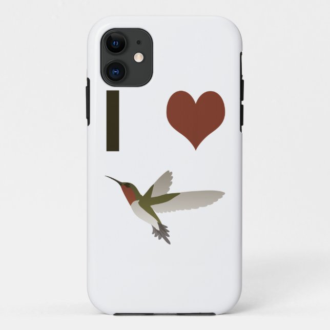 Capa Para iPhone 11 Eu coração Hummingbird (Verso)