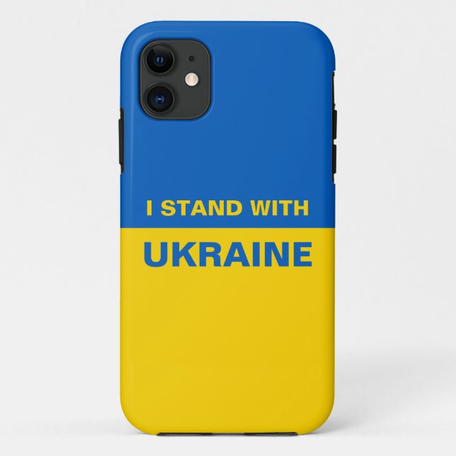 Capa Para iPhone 11 Eu fico com a bandeira ucraniana (Verso)