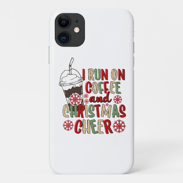 Capa Para iPhone 11 Eu Funciono à Café e Alegria de Natal (Verso)