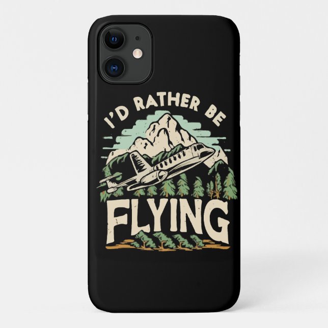 Capa Para iPhone 11 Eu Preferencialmente Voando. Avião (Verso)