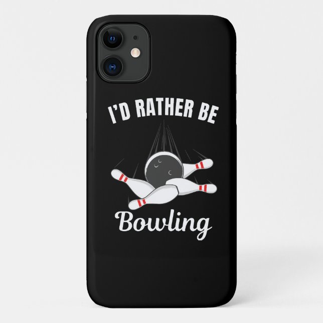 Capa Para iPhone 11 Eu preferiria estar jogando boliche (Verso)