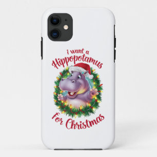 Capa Para iPhone 11 Eu Quero Um Hippopotamus Para O Natal Hippo