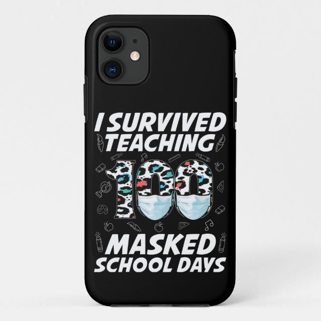 Capa Para iPhone 11 Eu Sobrevivi Ao Ensino 100 Dias Escolares Mascarad (Verso)