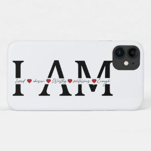 Capa Para iPhone 11 Eu sou Amado, Escolhido, Digno, Vitorioso, Suficie