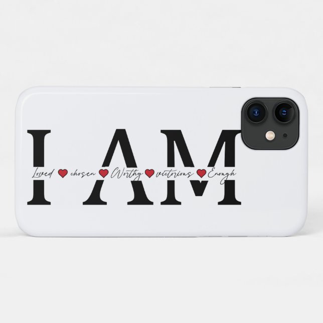 Capa Para iPhone 11 Eu sou Amado, Escolhido, Digno, Vitorioso, Suficie (Verso (horizontal))