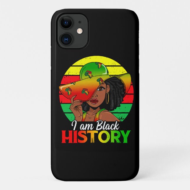 Capa Para iPhone 11 Eu Sou História Negra Afro-Americana (Verso)