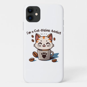 Capa Para iPhone 11 Eu sou um viciado em Cat-ffeine