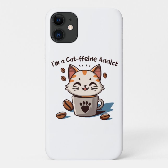 Capa Para iPhone 11 Eu sou um Viciado em Gatos (Verso)