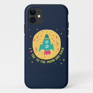 Capa Para iPhone 11 Eu te amo à lua e ao Rocketship traseiro