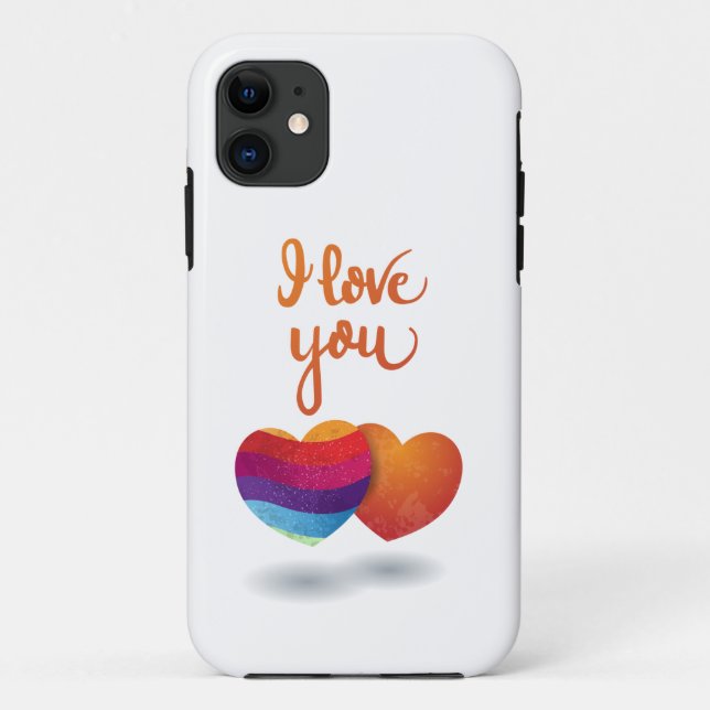 Capa Para iPhone 11 Eu te amo com Casal de coração (Verso)