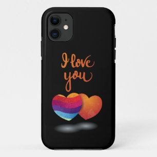 Capa Para iPhone 11 Eu te amo com Casal de coração