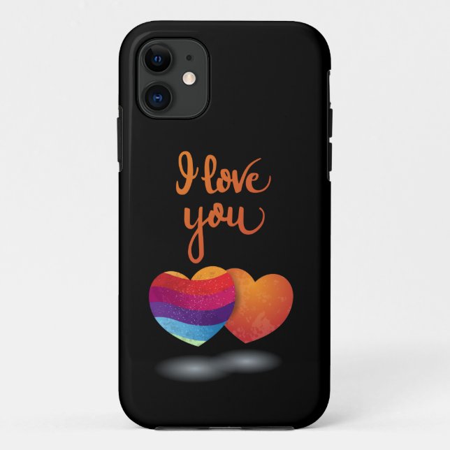 Capa Para iPhone 11 Eu te amo com Casal de coração (Verso)