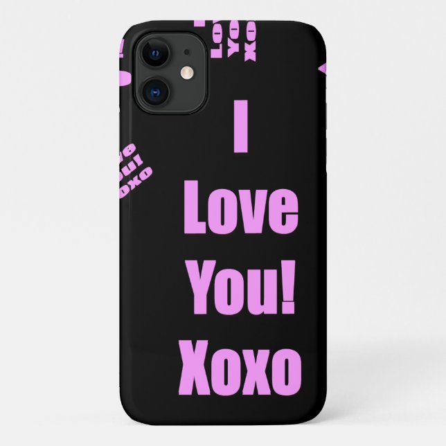 Capa Para iPhone 11 Eu te amo com letras rosa (Verso)