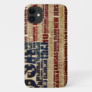 Capa Para iPhone 11 EUA e seus estados em Estrelas e Stripes