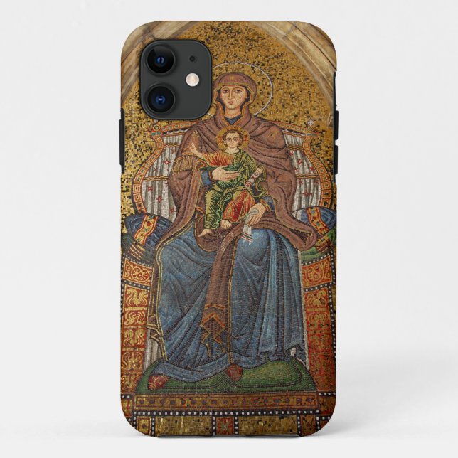Capa Para iPhone 11 Europa, Itália, Sicília, Taormina. Madonna e crian (Verso)