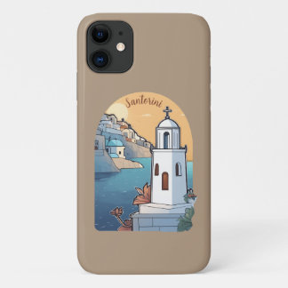 Capa Para iPhone 11 Explorando Santorini, Grécia