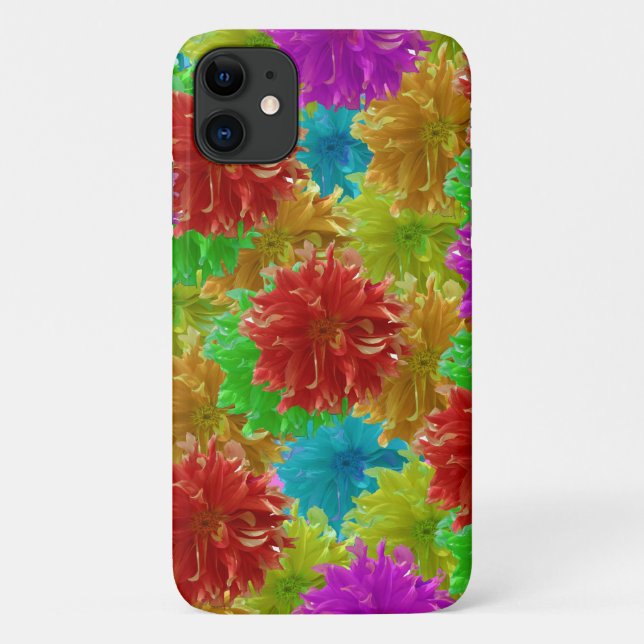 Capa Para iPhone 11 Explosão da Flor Rainbow Dahlia (Verso)