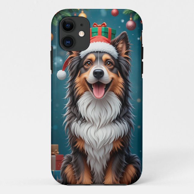 Capa Para iPhone 11 🐶 Expressão Alegre de Cachorro Amigável e Vibrant (Verso)