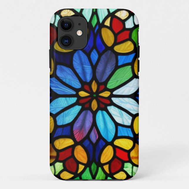 Capa Para iPhone 11 Exquisite Elegância de Vidro Estido Floral (Verso)