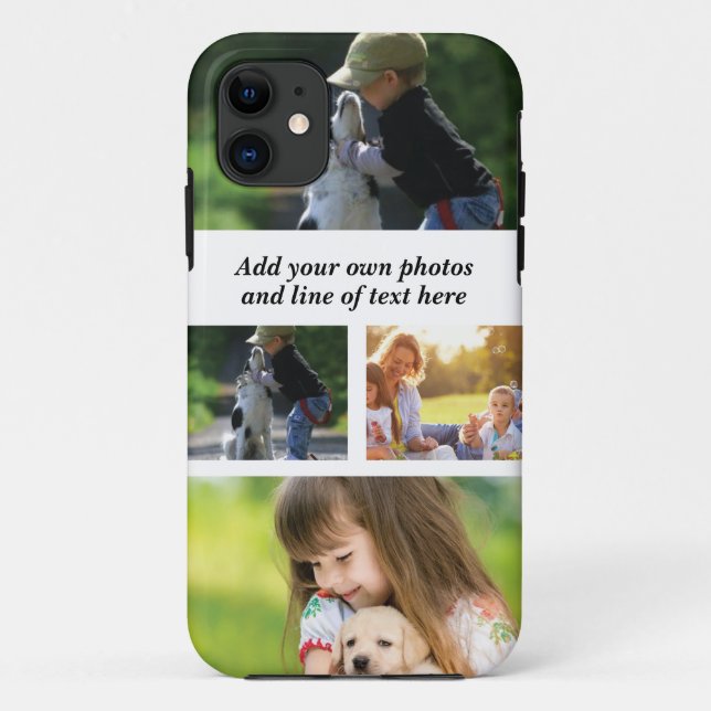Capa Para iPhone 11 Faça sua própria colagem de fotos e texto (Verso)