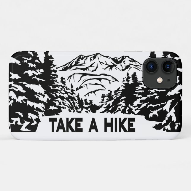 Capa Para iPhone 11 Faça uma citação de Hike, paisagem monocromática d (Verso (horizontal))