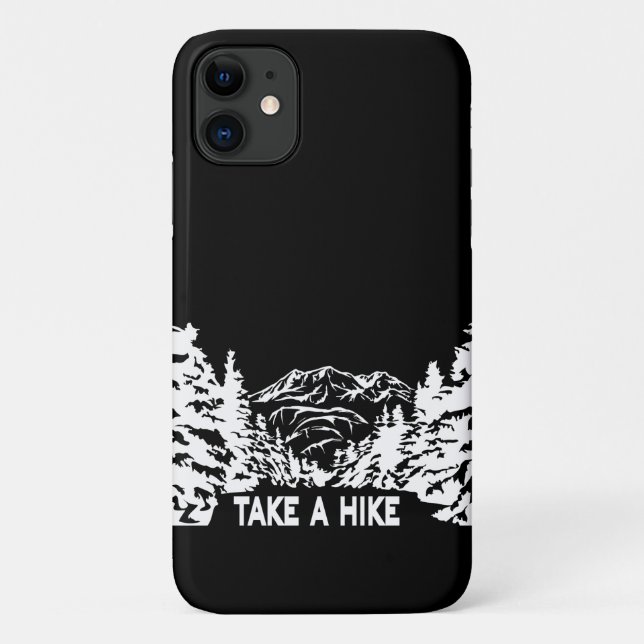 Capa Para iPhone 11 Faça uma citação de Hike, paisagem monocromática d (Verso)