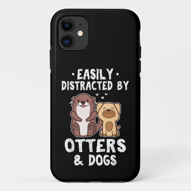 Capa Para iPhone 11 Fácil distração por Otters e Cães Cute An (Verso)