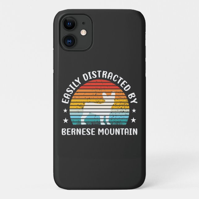 Capa Para iPhone 11 Facilmente distraído pelo cão Bernese Mountain, (Verso)