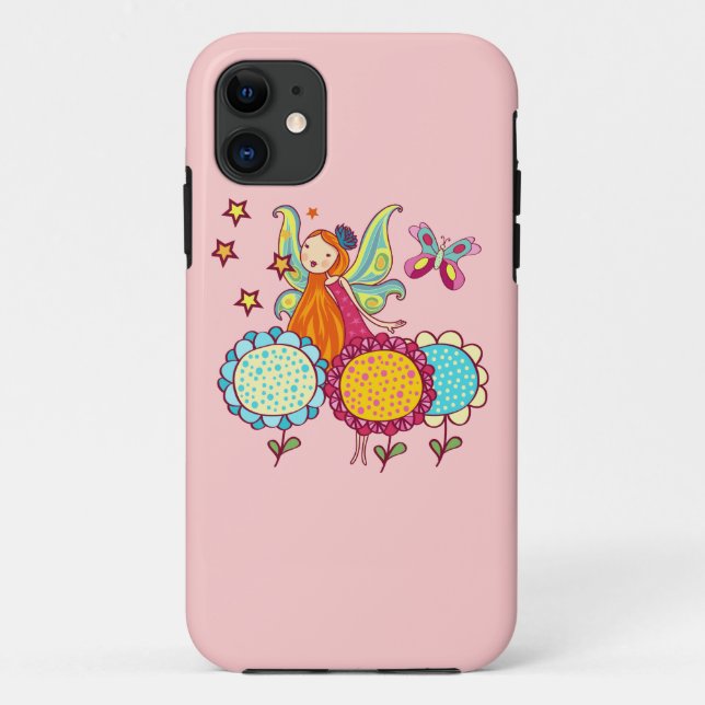 Capa Para iPhone 11 Fada do jardim com flores (Verso)