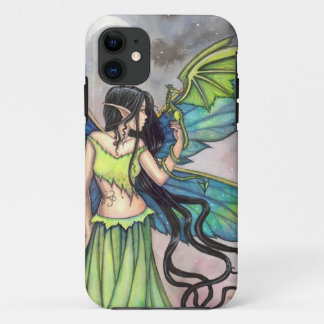 Capa Para iPhone 11 Fada Verde e Arte Fantasia de Dragão