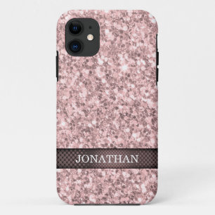 Capa Para iPhone 11 Faíscas Dourados cor-de-rosa na moda do branco do