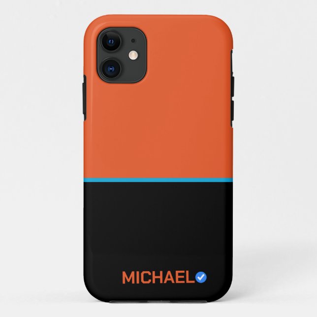 Capa Para iPhone 11 Faixa Azul Laranja Personalizada (Verso)